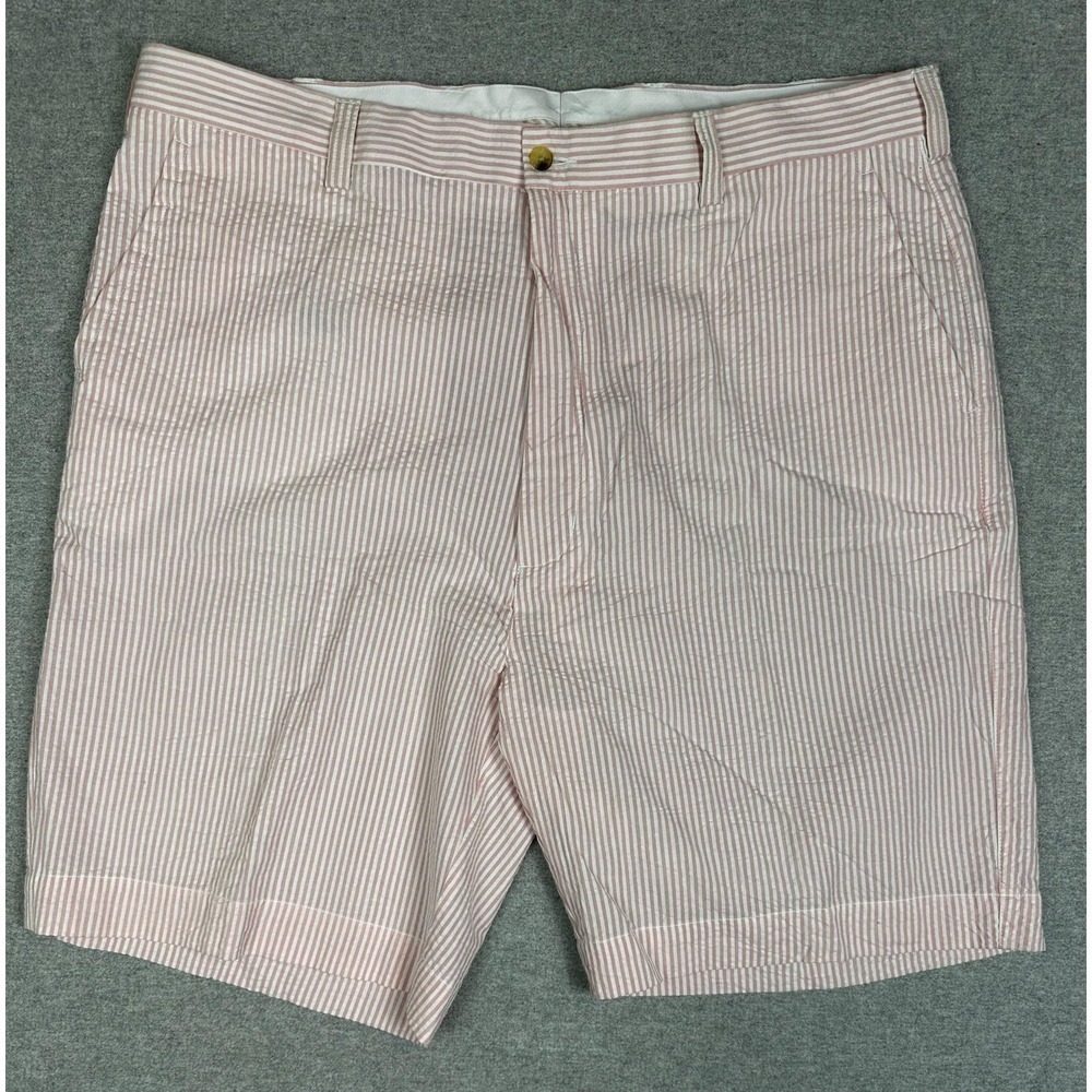 Alan Flusser Shorts Mens 42 9" Pink Seersucker Cotton Summer Vacation Resort